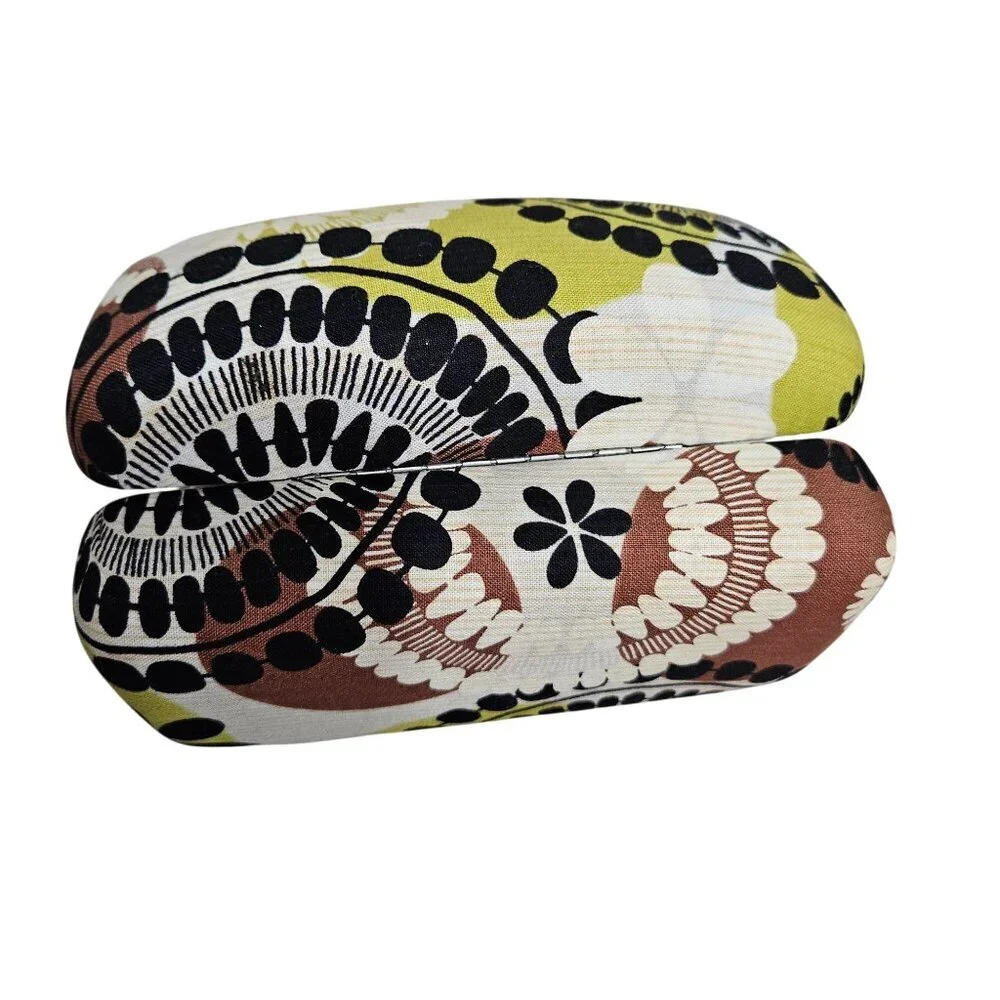 Vera Bradley Hard Eyeglass Case With Floral Pattern In Yellow Black Brown Fabric